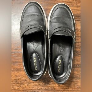 Patina Black Leather Loafers